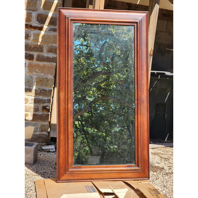 Large Brown Wood Frame Mirror For Sale - Image 4 of 11