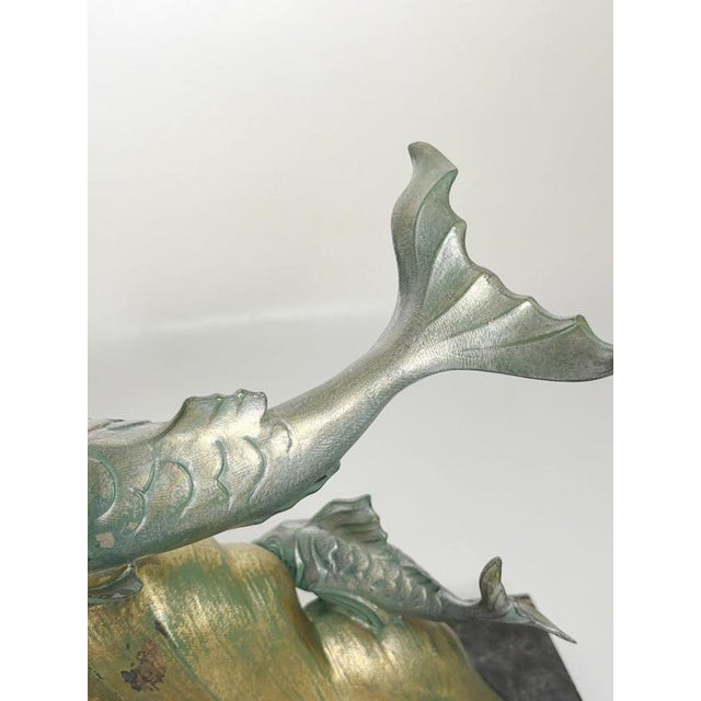 Metal Bronze and Marble Fish Sculpture, France, 1950s For Sale - Image 7 of 14