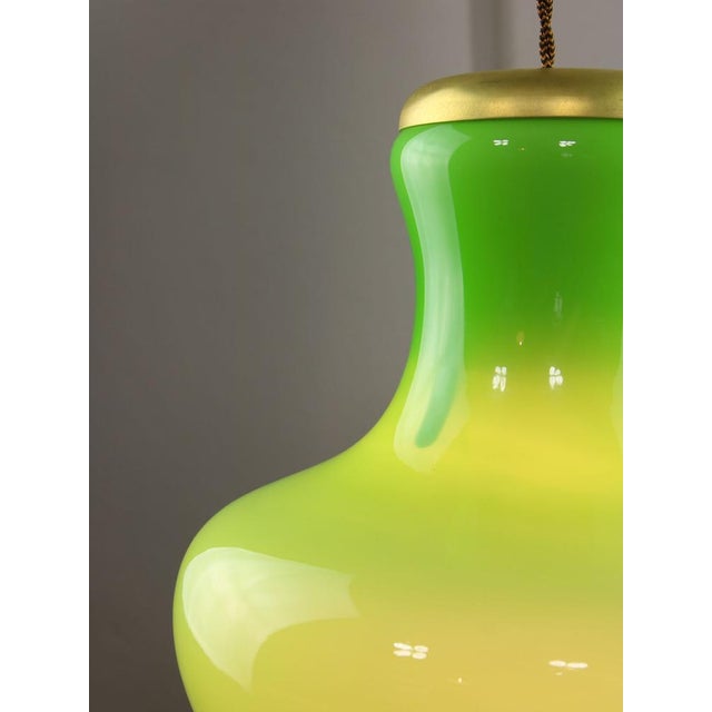 Large Mid-Century Italian Brass and Glass Pendant Lamp For Sale - Image 6 of 17