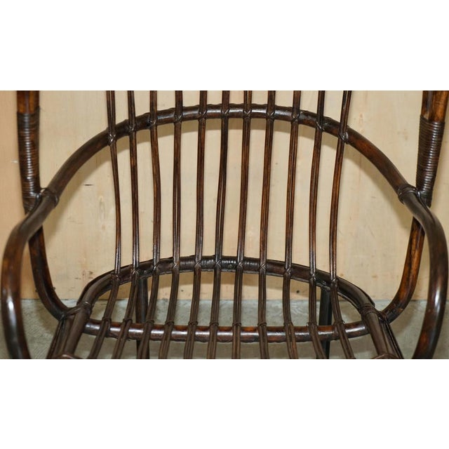 French Bamboo Steel Base Porters Wingback Armchair For Sale - Image 9 of 18