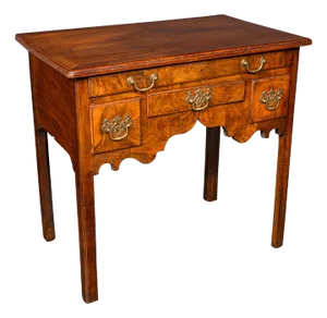 Antique Lowboy Table, Georgian, English, Burr Walnut, Oak, Hall, Side, c.1780