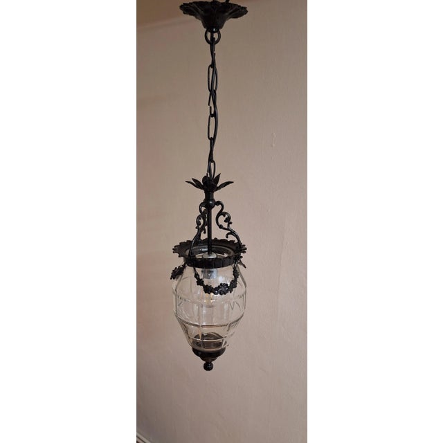 Pendant Lamp with Cut Crystal Glass Shade, 1890s For Sale - Image 4 of 7
