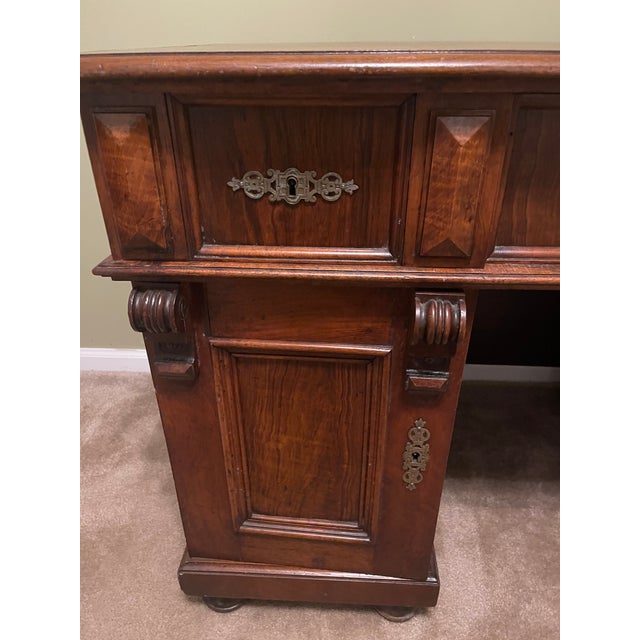 Antique Neoclassical Style Solid Wood Double-Pedestal Executive Desk For Sale - Image 11 of 17