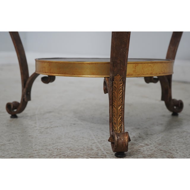 1980s Round French Empire Etched Bronze Top Gueridon Lamp Table For Sale - Image 5 of 12