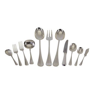 New 1990s Sheffield Finest Rattail Pattern Flatware Set for 12- 66 Pieces For Sale