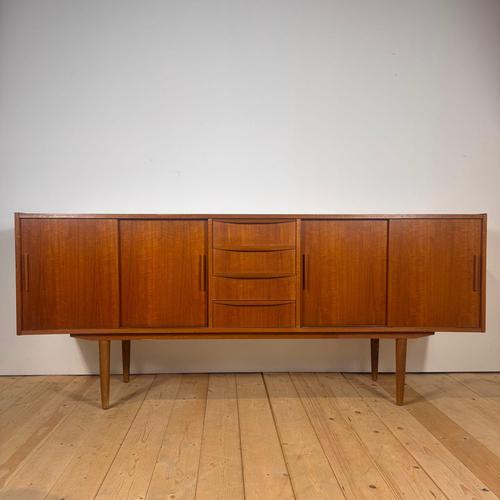 Brown Danish Four-Drawer Teak Sideboard, 1960s For Sale - Image 8 of 9