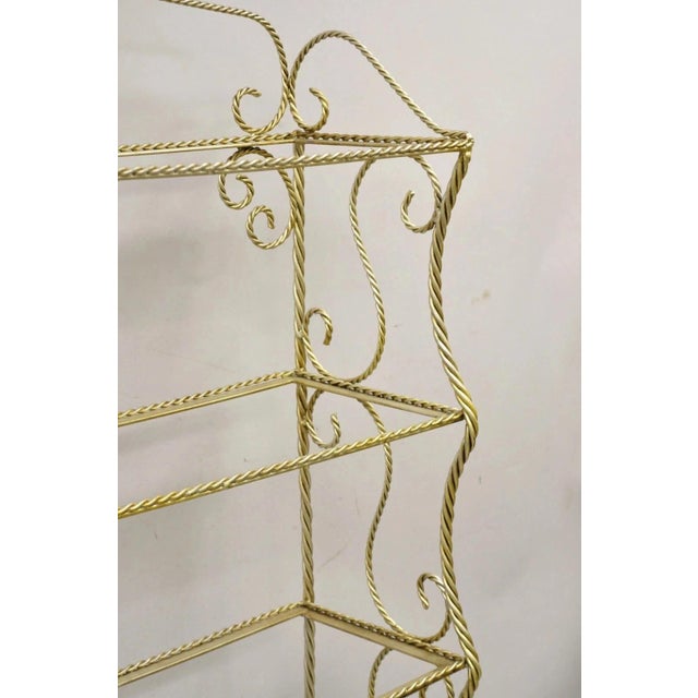 Mid 20th Century Mid 20th Century Italian Hollywood Regency Iron Rope Tassel Silver Gold 5 Tier Etagere Bookcase For Sale - Image 5 of 12