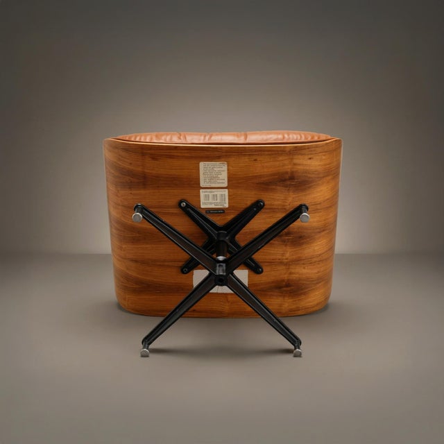 Eames 671 Lounge Ottoman in Rosewood & Cognac Leather by Herman Miller For Sale In New York - Image 6 of 7