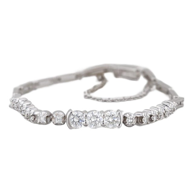 1.02ctw Diamond Tennis Bracelet 10k 14k White Gold Platinum 6.5" For Sale