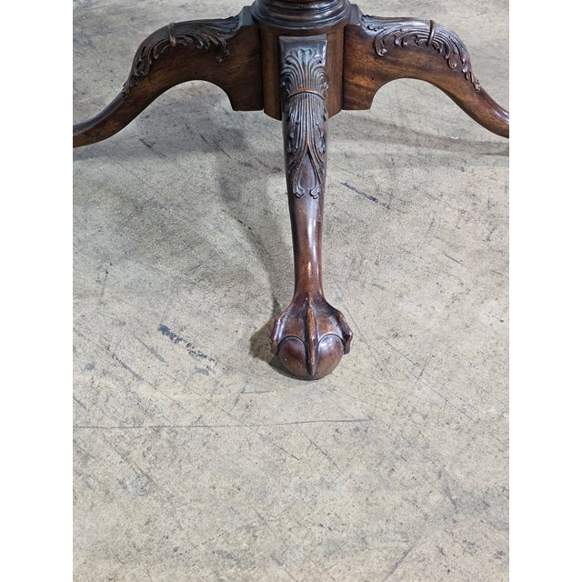 Henredon Henredon Mahogany & Glass Top Chippendale Style Coffee Table Claw & Ball Feet For Sale - Image 4 of 11