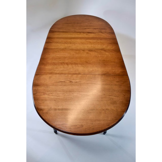 Baker Furniture Faux Bamboo Extendable Dining Table Black Lacquer With Gold Accents For Sale - Image 13 of 14