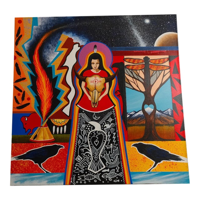 Raven Redfox Original Painting (2015) - Contemporary Native Style - Runninghorse Estate For Sale