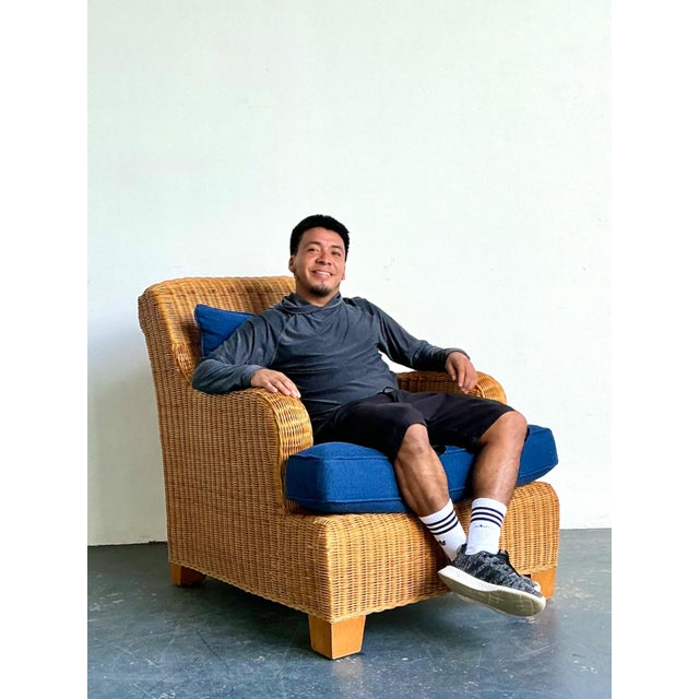 Vintage Ralph Lauren Woven Rattan Lounge Chair For Sale - Image 16 of 18