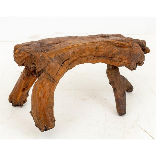 Folk Art Folk Art Carved Wood Live Edge Stool For Sale - Image 3 of 6