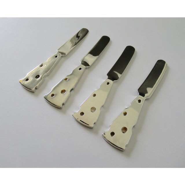 Silver Plate Cheese Wedge-Shaped Pate' Boxed Knive Set - 5 Pieces For Sale In West Palm - Image 6 of 13