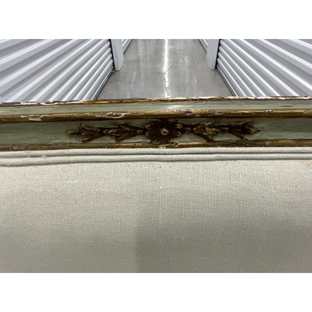 Antique Louis XVI Style Venetian Italian Curved Settee Sofa For Sale - Image 4 of 12