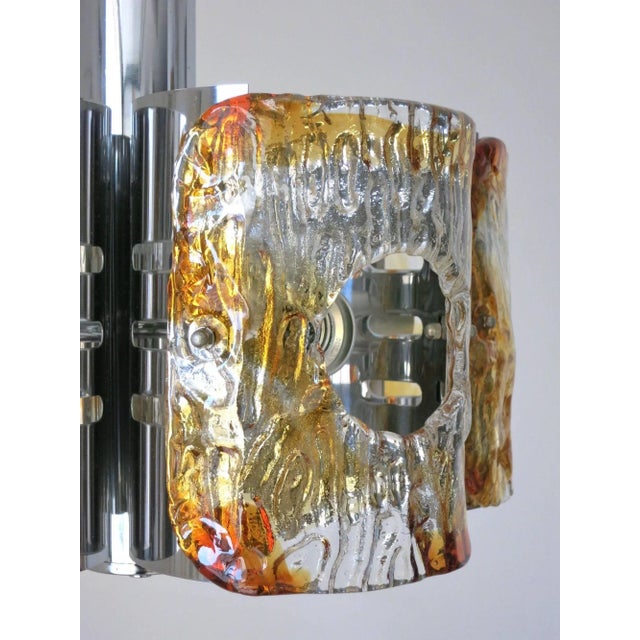 Vintage Italian Pendant With Clear & Amber Murano Glass by Mazzega For Sale - Image 4 of 4