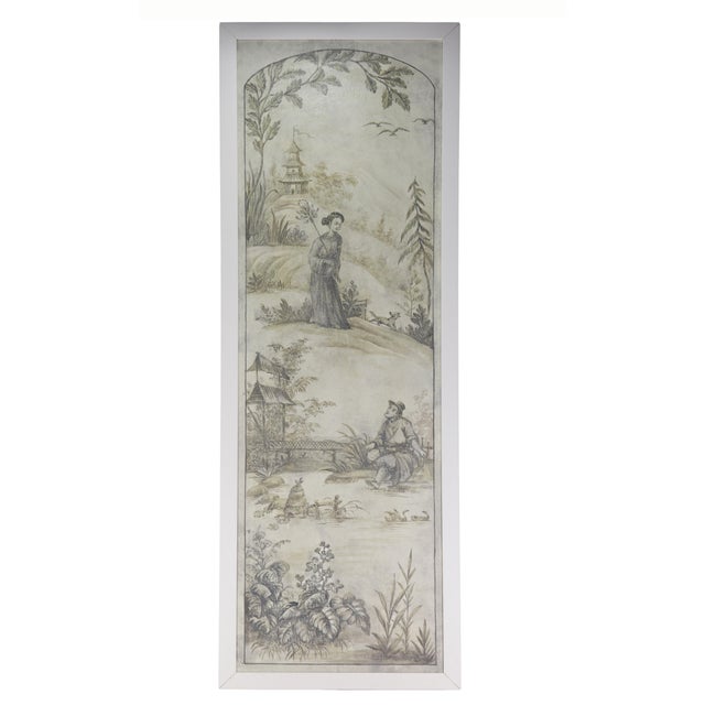 The mural combines elements of ancient Chinese art, such as pavilions, bridges, flowing water, mountains, banana trees,...
