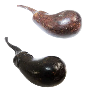 Mid 20th Century Heavy Sculpture Bronze Eggplant Paperweight - a Pair
