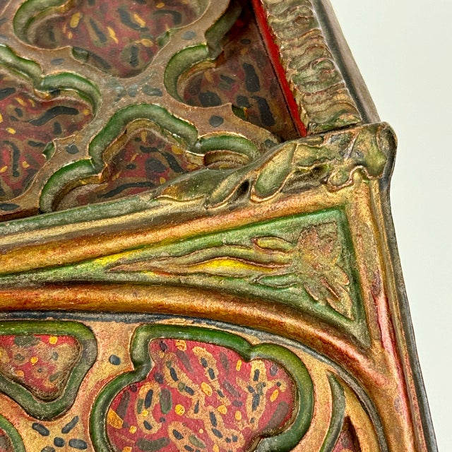 Italian Antique Tabletop Book Easel Box With Intricate Carved Details & Painterly Design For Sale - Image 9 of 12