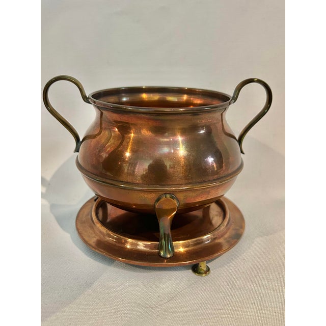 Metal Antique Swedish Oscar Nilsson Eskilstuna Copper & Brass Coffee or Tea Service With Warming Stands - 3 Piece Set For Sale - Image 7 of 12