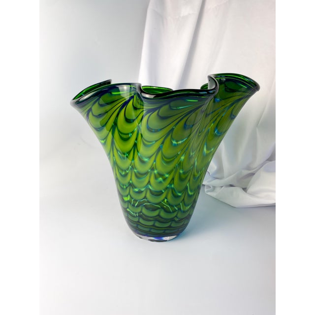 Murano Style Pulled Feather Spiral Art Glass Vase For Sale In Portland, OR - Image 6 of 13