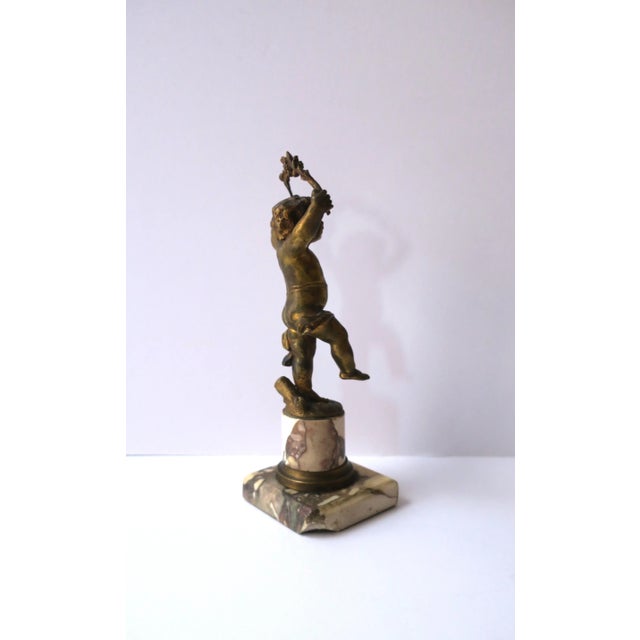 Metal French Gold Gilt Bronze and Marble Male Sculpture, 19th C France For Sale - Image 7 of 12