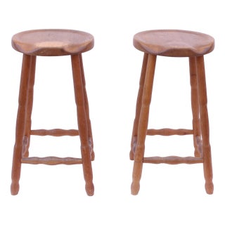 Oak Bar Stools, Set of 2 For Sale