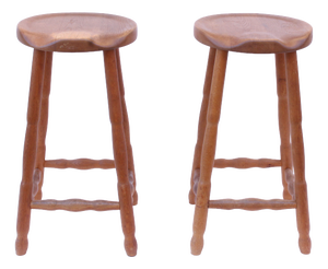 Oak Bar Stools, Set of 2