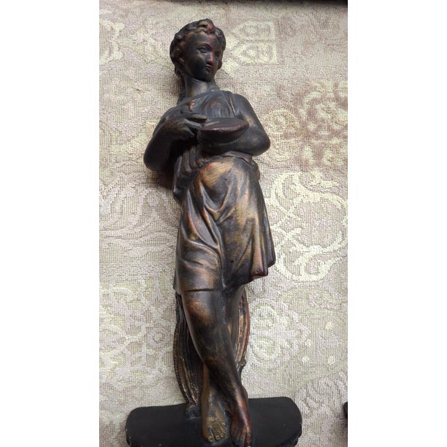 Bronze Mid 20th Century Pair Renaissance Style Plaster Figural Wall Mounts Sculptures For Sale - Image 8 of 8
