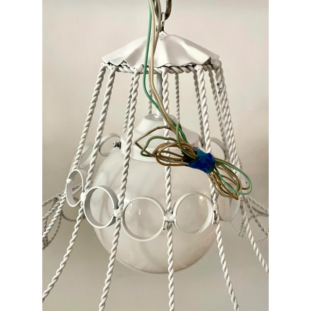 Mid 20th Century Mid Century Modern White Twisted Metal Pendant Light For Sale - Image 11 of 13