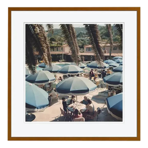 Outdoor Dining 1956 by Slim Aarons Brown Framed C Print