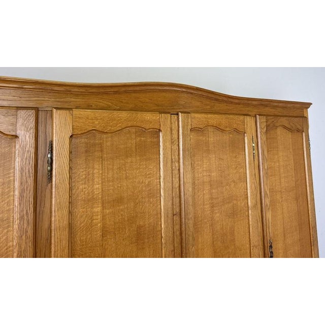 Vintage French Louis XVI Style Carved Oak 4-Door Wardrobe For Sale - Image 10 of 14