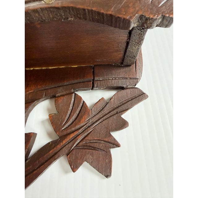Early 21st Century Large Antique Victorian Carved Wood Good Luck Wall Pocket Magazine Rack For Sale - Image 5 of 12