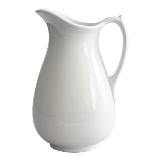 Large Antique 19th Century English White Ironstone Pitcher For Sale