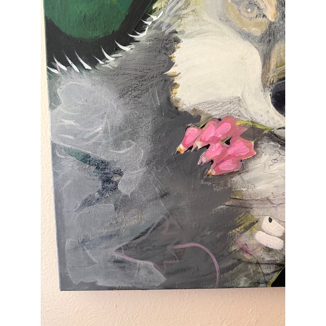 “Flower Eater” Wolf Painting by LWren Walraven For Sale In Santa Fe - Image 6 of 13