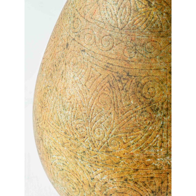 Brown French Modern Organic Sgraffito Ceramic Table Lamp from La Grange aux Potiers, France, 1960s For Sale - Image 8 of 17