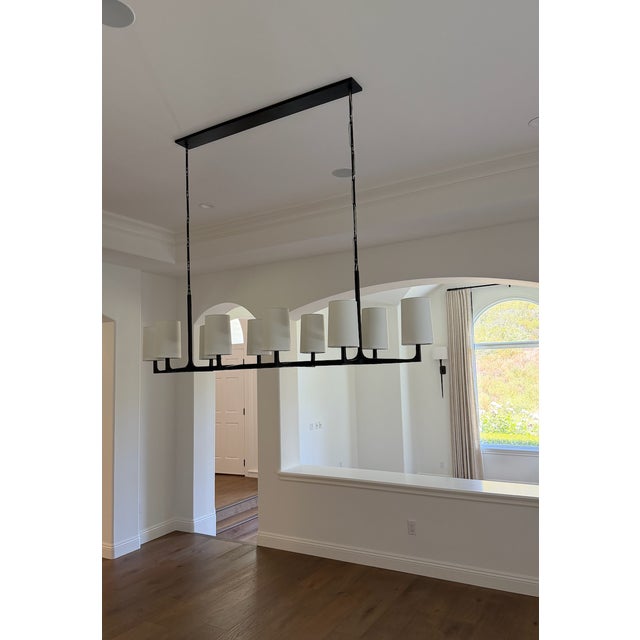 Contemporary Rh Wright Linear Chandelier by Ian K. Fowler | 72" Hammered Iron For Sale - Image 3 of 3