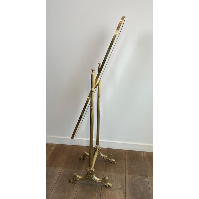 Neoclassical brass floor mirror in the style of Maison Jansen For Sale - Image 6 of 12