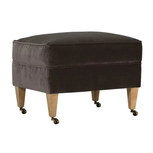 Brown Alcott Ottoman, Chocolate Velvet For Sale - Image 8 of 8