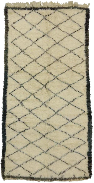 Vintage Beni Ourain Berber Moroccan Rug - 4'2" X 8'4"