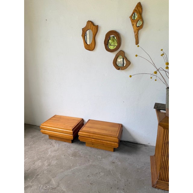 1970s Elm Bedside Tables from Maison Regain, 1970s, Set of 2 For Sale - Image 5 of 18