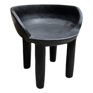 Sculptural Mango Wood Chair Burnt Finish Modern Organic For Sale