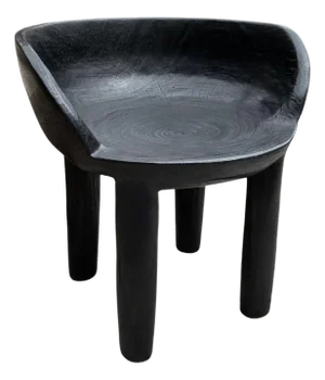 Sculptural Mango Wood Chair Burnt Finish Modern Organic