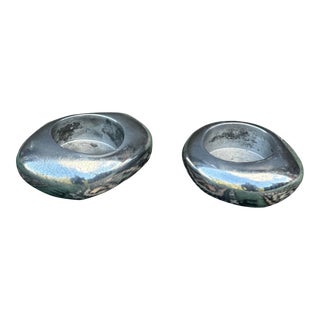 Michael Aram Organic Modern River Rock Votive Candle Holders - A Pair For Sale