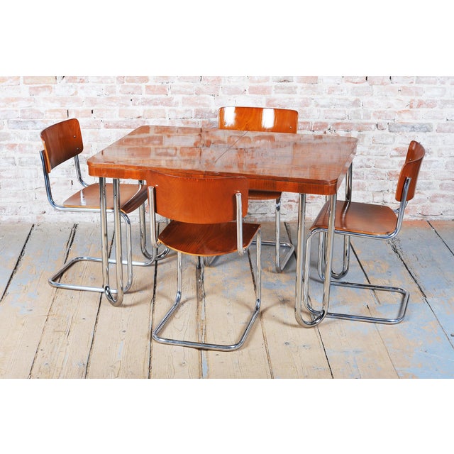 Bauhaus Foling Table in Oak by J. Halabala for Up Zavody, 1930s For Sale - Image 9 of 15