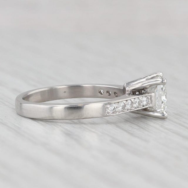 1.30ctw Diamond Engagement Ring Platinum Vs1 H Gia Size 6 Cathedral Band For Sale - Image 4 of 8
