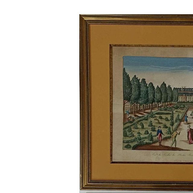 Engraving - Lot of 2 19th-century engravings. French 19th/20th century; color print representing 'View of the Jardin des...