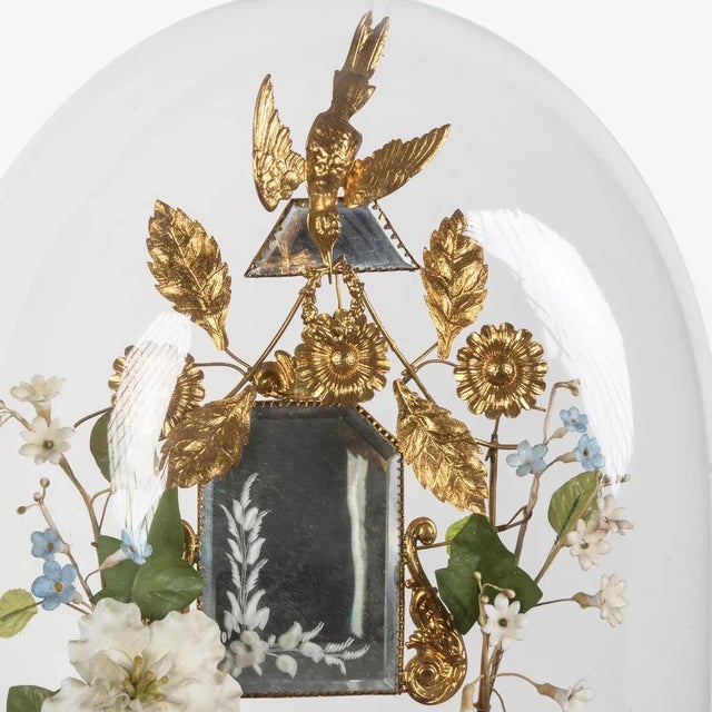 Antique French Bridal, wedding or marriage dome wilt gilt leaves. The tradition of globe de Mariée display pieces began in...