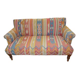 Sundance Kilim Wool Colorful Southwest Loveseat / Sofa Entry Bench Seat For Sale